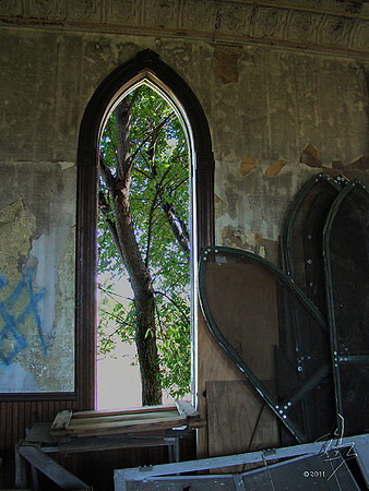 out the window